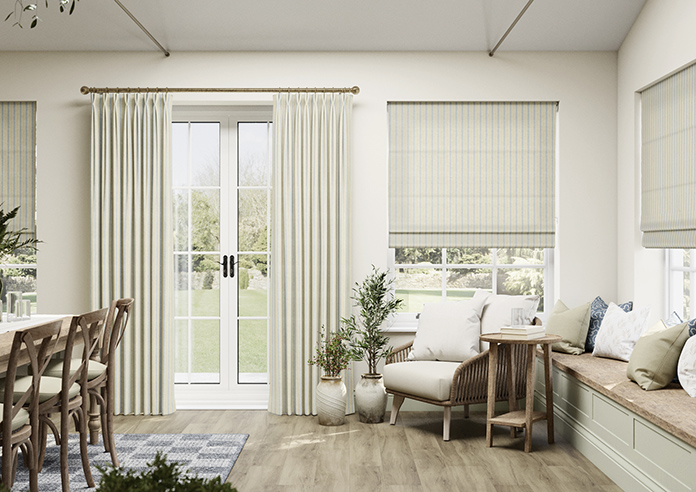 Emily Bond George Stripe, Indigo - Roman Blind - Image 3